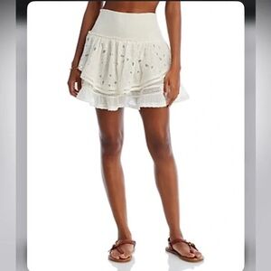 GUC Ramy Brook White Peplum Mini Skirt